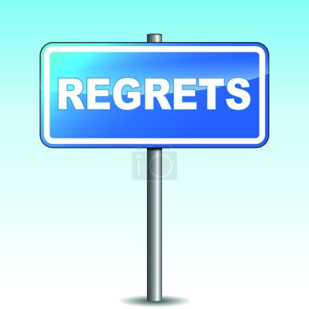 Illustration for Vector regrets blue signpost - Royalty Free Image