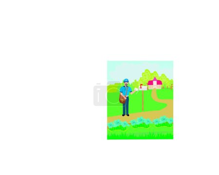 Illustration for Happy Postman , graphic vector illustration - Royalty Free Image