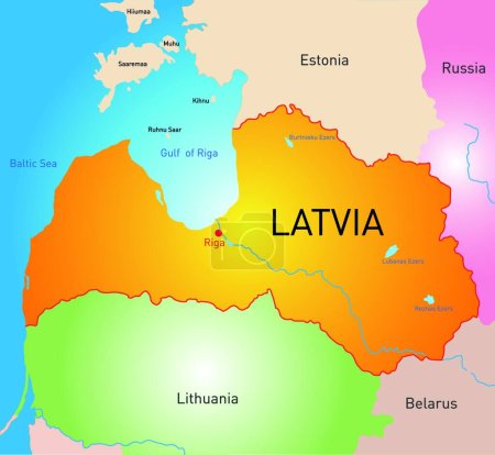Téléchargez les illustrations : Latvia map, vector illustration - en licence libre de droit