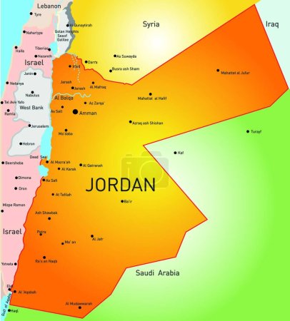 Illustration for Jordan map, vector illustration - Royalty Free Image