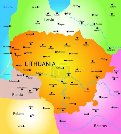 Téléchargez les illustrations : Lithuania map, vector illustration - en licence libre de droit