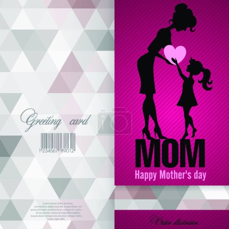 Téléchargez les illustrations : Modèle de carte Happy Mothers Day, illustration vectorielle colorée - en licence libre de droit