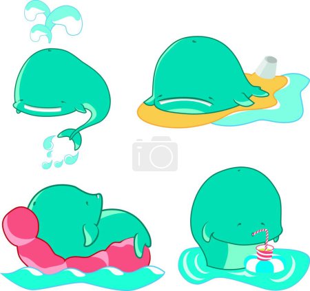 Illustration for Set of whales vector illustration - Royalty Free Image