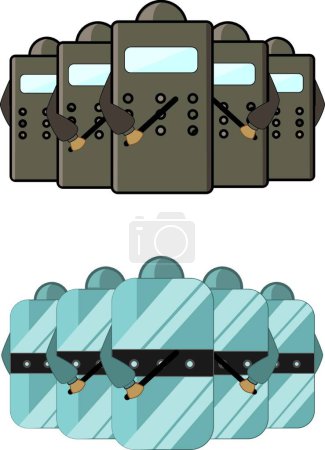 Ilustración de Policía defensiva set vector ilustración - Imagen libre de derechos