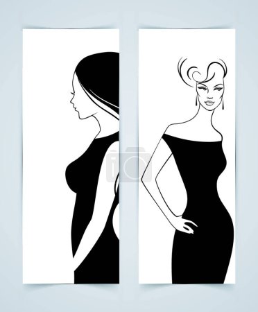 Illustration for Cards with women  vector illustration - Royalty Free Image