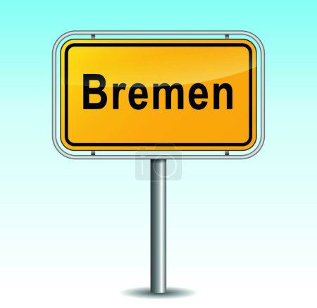 Illustration for Vector bremen yellow  signpost - Royalty Free Image