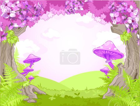Illustration for Fantasy landscape, vector background - Royalty Free Image