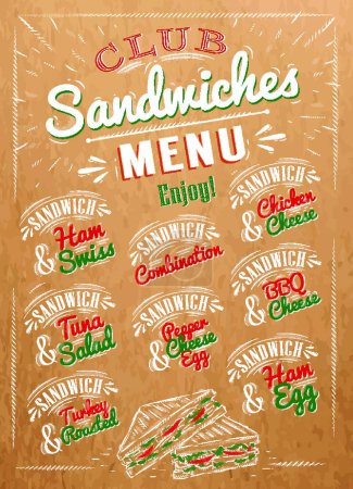 Illustration for Sandwiches menu kraft, stylish vector illustration - Royalty Free Image