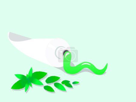 Téléchargez les illustrations : Dentifrice avec illustration vectorielle menthe verte - en licence libre de droit