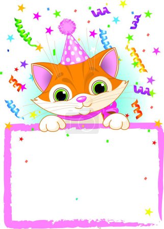 Ilustración de Gatito cumpleaños vector ilustración - Imagen libre de derechos