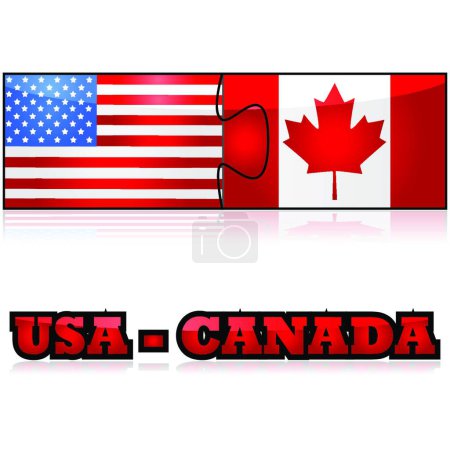 Téléchargez les illustrations : Illustration vectorielle États-Unis et Canada - en licence libre de droit