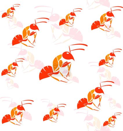 Ilustración de Icono de hormigas de papel pintado sin costura, ilustración vectorial - Imagen libre de derechos