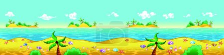 Illustration for Seashore and ocean, graphic vector illustration - Royalty Free Image