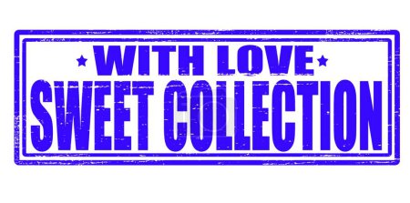 Téléchargez les illustrations : "Avec amour. Sweet collection "texte en style timbre, timbré sur fond blanc - en licence libre de droit
