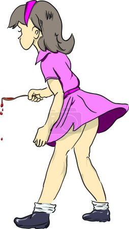 Ilustración de Chica con cuchara, ilustración vectorial gráfica - Imagen libre de derechos