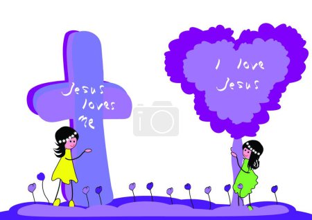 Ilustración de Jesus Loves Me, ilustración vectorial gráfica - Imagen libre de derechos