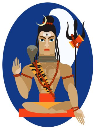 Ilustración de Deidad Shiva, ilustración vectorial con estilo - Imagen libre de derechos