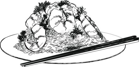 Téléchargez les illustrations : Fruits de mer. Crevettes, illustration vectorielle graphique - en licence libre de droit