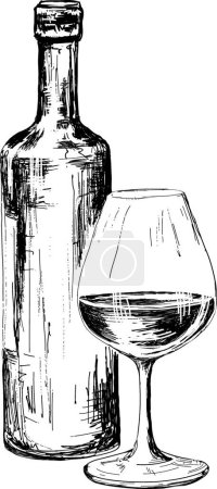 Téléchargez les illustrations : Bouteille de vin, illustration vectorielle graphique - en licence libre de droit
