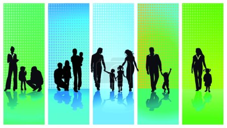 Illustration for Five families, graphic vector illustration - Royalty Free Image