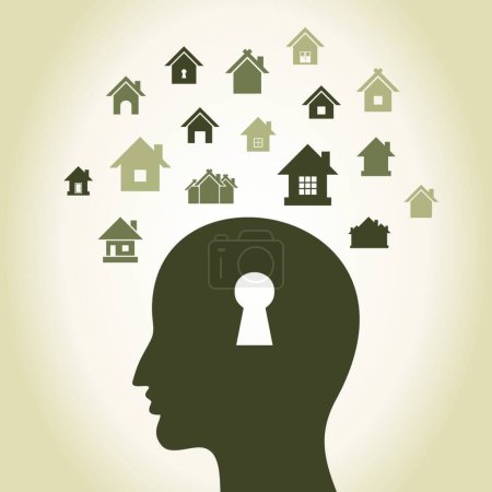 Illustration for House a head, graphic vector illustration - Royalty Free Image