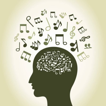 Illustration for Musical head, graphic vector illustration - Royalty Free Image