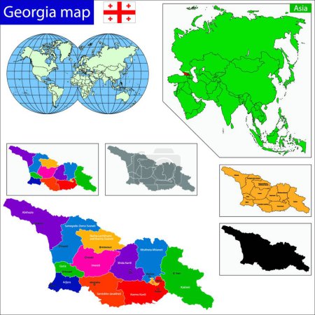 Illustration for Georgia map, web simple illustration - Royalty Free Image