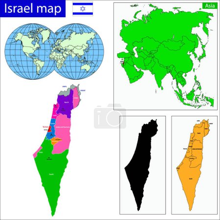 Téléchargez les illustrations : Israël carte, illustration vectorielle graphique - en licence libre de droit