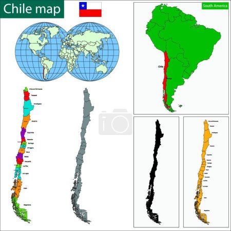 Illustration for Chile map, web simple illustration - Royalty Free Image