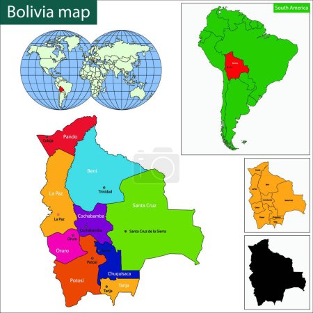 Illustration for Bolivia map, graphic vector illustration - Royalty Free Image