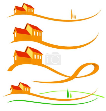 Illustration for LANDSCAPE HOUSE SET icon, vector illustration - Royalty Free Image