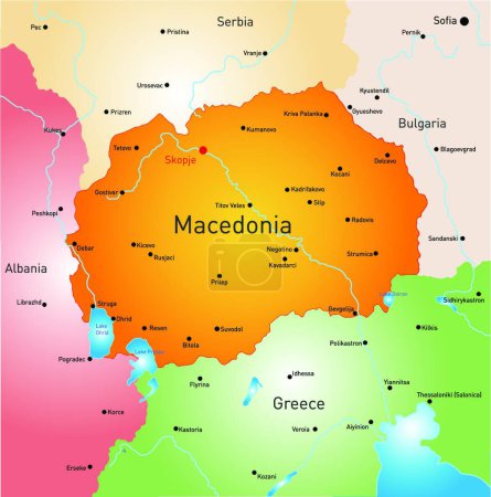 Téléchargez les illustrations : Macédoine, illustration vectorielle graphique - en licence libre de droit