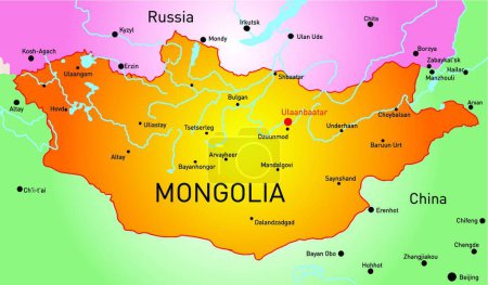 Téléchargez les illustrations : Mongolie, illustration vectorielle graphique - en licence libre de droit