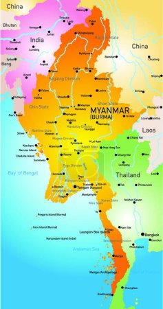 Illustration for Illustration of the map Myanmar - Royalty Free Image
