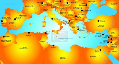 Téléchargez les illustrations : Illustration de la région méditerranéenne - en licence libre de droit