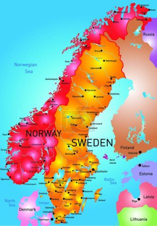 Téléchargez les illustrations : Illustration de la Norvège et de la Suède - en licence libre de droit