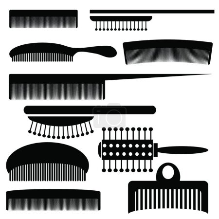 Illustration for Illustration of the silhouettes of combs - Royalty Free Image