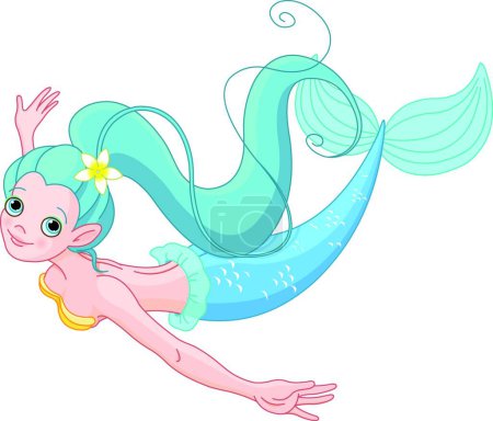 Téléchargez les illustrations : Illustration de la jolie sirène nageant - en licence libre de droit