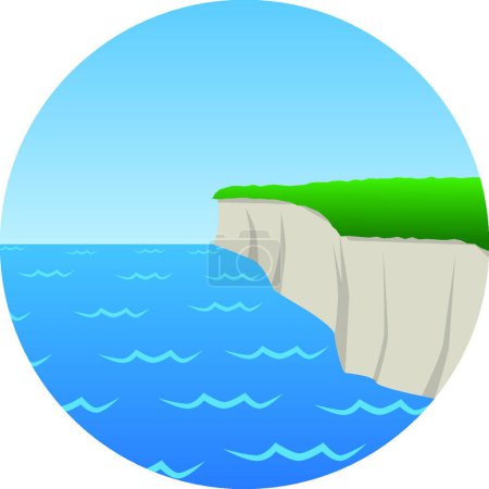 Téléchargez les illustrations : Illustration de la falaise au bord de la mer - en licence libre de droit