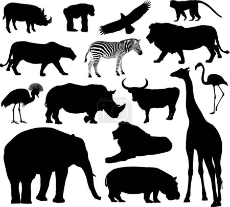 Ilustración de Ilustración de las siluetas del animal - Imagen libre de derechos