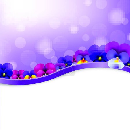 Illustration for Illustration of the Pansies Borders Card - Royalty Free Image