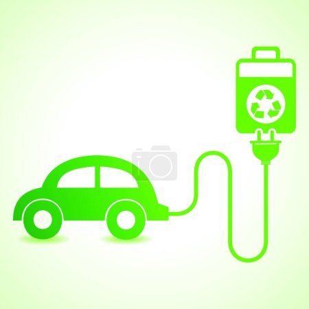 Illustration for "Electric car charged by a eco cell concept" - Royalty Free Image