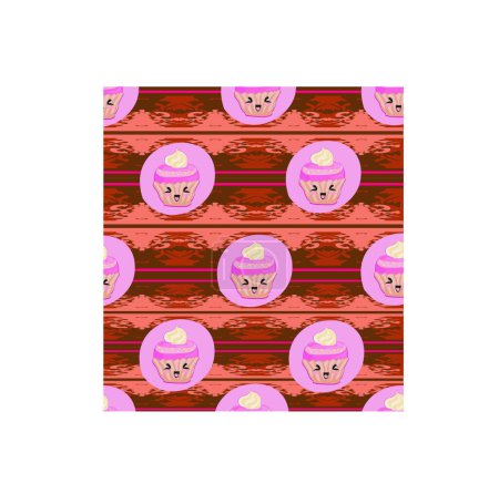 Illustration for Illustration of the Cute Cupcakes pattern - Royalty Free Image