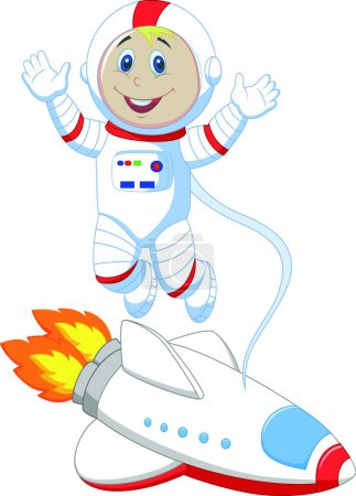 Téléchargez les illustrations : Illustration de la bande dessinée de l'astronaute mignon - en licence libre de droit