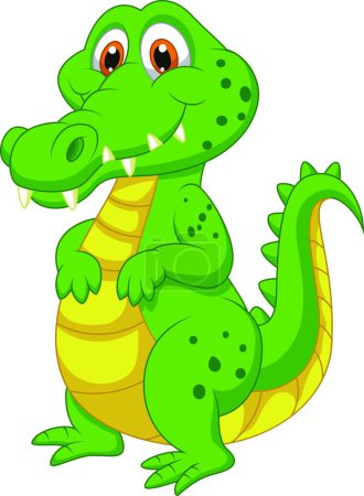 Téléchargez les illustrations : Mignon crocodile icône de dessin animé, illustration vectorielle - en licence libre de droit