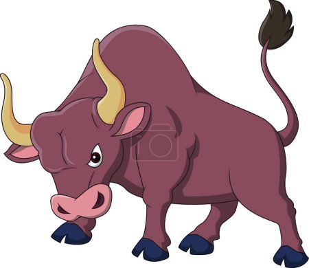 Téléchargez les illustrations : Illustration vectorielle de dessin animé taureau en colère - en licence libre de droit