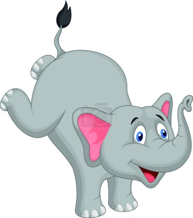 Téléchargez les illustrations : Illustration vectorielle de dessin animé éléphant mignon - en licence libre de droit