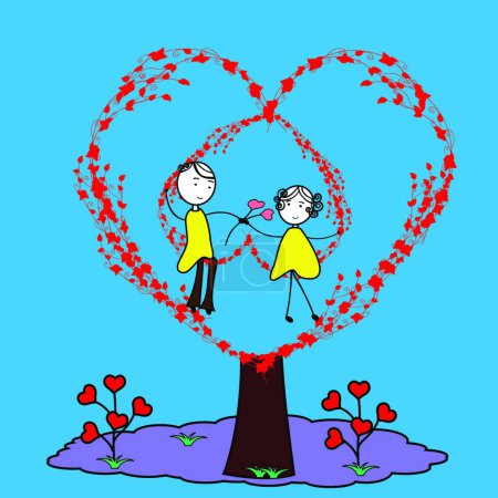 Illustration for "Couple in love" colorful vector illustration - Royalty Free Image