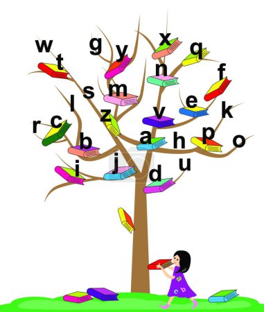 Illustration for "Tree of Knowledge" colorful vector illustration - Royalty Free Image