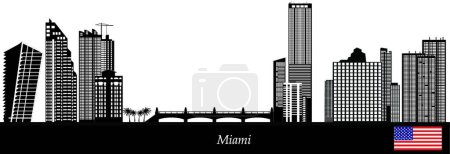 Téléchargez les illustrations : "miami skyline "illustration vectorielle - en licence libre de droit